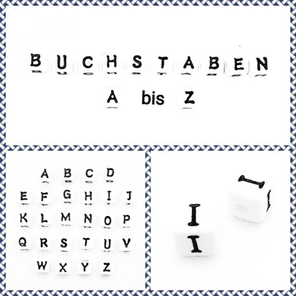 Buchstabenwürfel J Kunststoff 10 x 10 mm weiß / schwarz